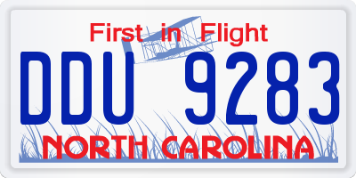 NC license plate DDU9283