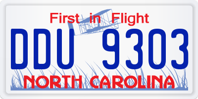 NC license plate DDU9303