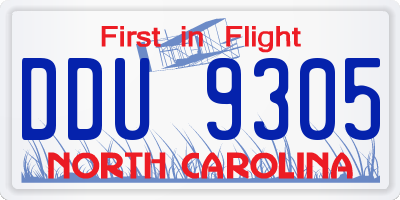 NC license plate DDU9305