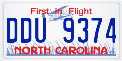 NC license plate DDU9374