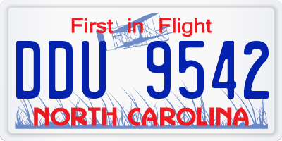 NC license plate DDU9542