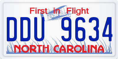NC license plate DDU9634