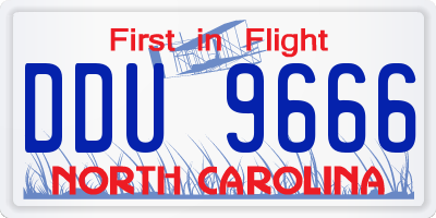 NC license plate DDU9666