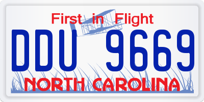 NC license plate DDU9669