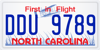 NC license plate DDU9789