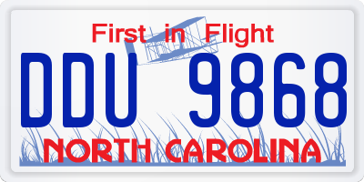 NC license plate DDU9868