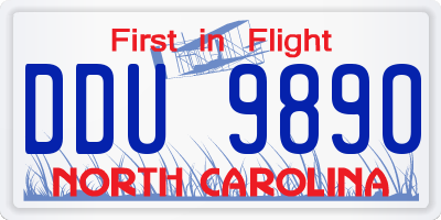 NC license plate DDU9890