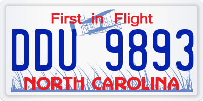 NC license plate DDU9893