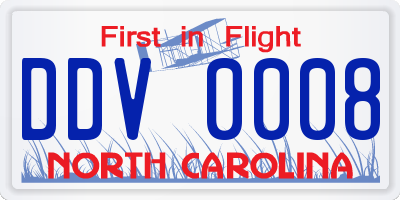NC license plate DDV0008