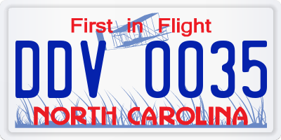 NC license plate DDV0035