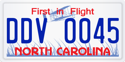 NC license plate DDV0045