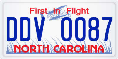 NC license plate DDV0087