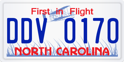 NC license plate DDV0170