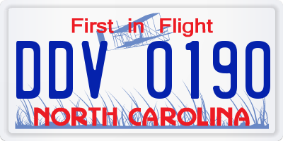 NC license plate DDV0190