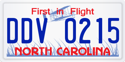 NC license plate DDV0215