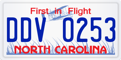 NC license plate DDV0253