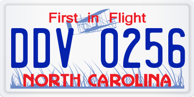 NC license plate DDV0256