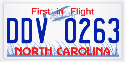 NC license plate DDV0263
