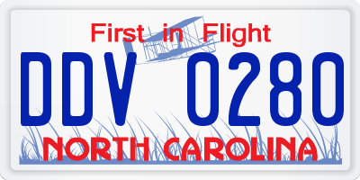 NC license plate DDV0280