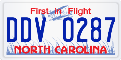 NC license plate DDV0287