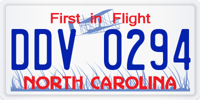 NC license plate DDV0294