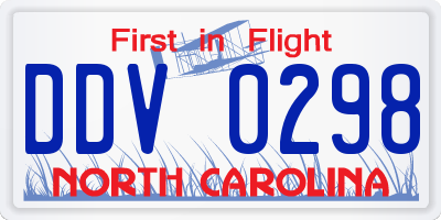 NC license plate DDV0298