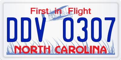 NC license plate DDV0307