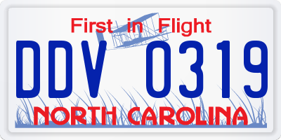 NC license plate DDV0319