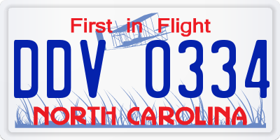 NC license plate DDV0334