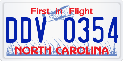 NC license plate DDV0354