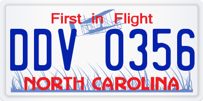 NC license plate DDV0356
