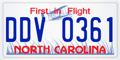 NC license plate DDV0361