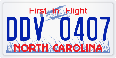 NC license plate DDV0407