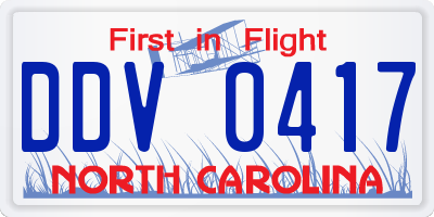 NC license plate DDV0417
