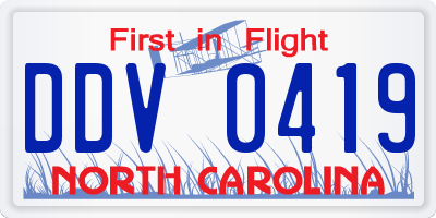 NC license plate DDV0419