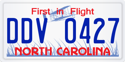 NC license plate DDV0427