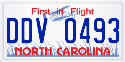 NC license plate DDV0493