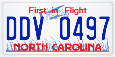 NC license plate DDV0497