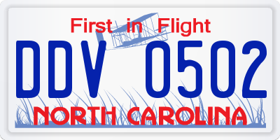NC license plate DDV0502