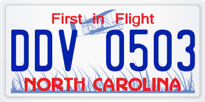 NC license plate DDV0503