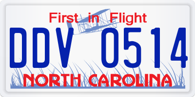NC license plate DDV0514