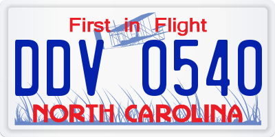 NC license plate DDV0540