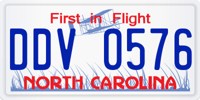 NC license plate DDV0576
