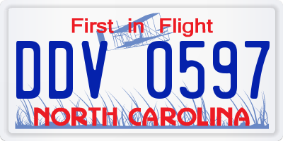 NC license plate DDV0597