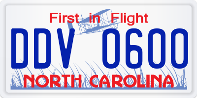 NC license plate DDV0600