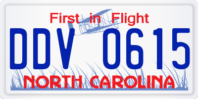 NC license plate DDV0615