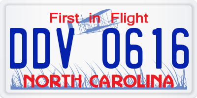 NC license plate DDV0616