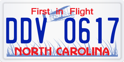 NC license plate DDV0617