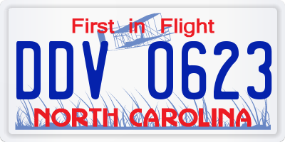 NC license plate DDV0623