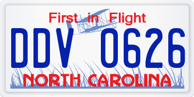 NC license plate DDV0626